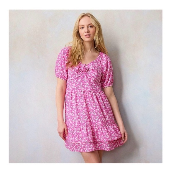 LC Lauren Conrad Pink Floral Babydoll Dress - Picture 2 of 6